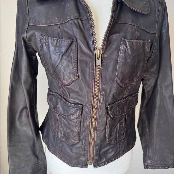 American Eagle Outfitters Jackets & Blazers - American Eagle Outfitters Brown Leather Jacket Fitted Style